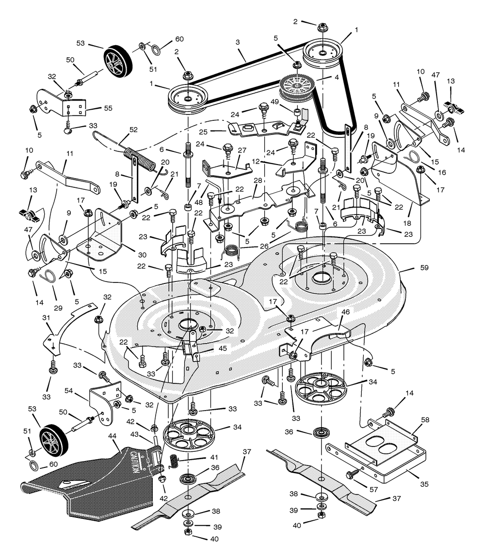 Mower Housing Diagram and Parts List for 425611X99A 2001 Briggs and Stratton Lawn Tractor
